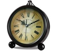 Horloge rétro classique, réveil de bureau de table silencieux vintage en métal de style européen -Style D