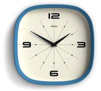 Horloge rétro | Horloge murale carrée et ronde | 25 cm | Bleue | Horloge de cuisine ou de salon