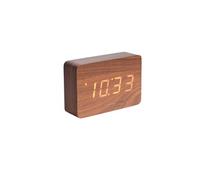 - Horloge réveil en bois Square - H. 10 cm - Marron - Square