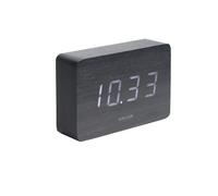 Horloge réveil en bois Square - H. 10 cm - Noir