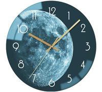 Horloge ronde à quartz de 30 cm avec motif de terre, fonctionnant à piles