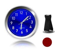 Horloge Ronde de Voiture,Horloge Lumineuse à Quartz, Mini Horloge Voiture Tableau de Bord avec Clip Grille d’Aération,Horloge(Bleu)
