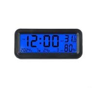Horloge solaire numérique pour tableau de bord avec affichage de la date, de la température, écran LED bleu vert pour intérieur de véhicule