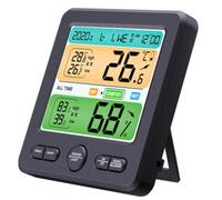 Horloge Thermomètre Électrique Murale à Écran Led, sans Pile | Noir Support Pliant pour Bureau, et Décoration Intérieure, Thermomètre Hygromètre Électronique ABS