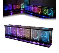 Horloge tube lumineux avec 6 affichage numérique, réveil électronique Nixie à LED avec minuterie WiFi, plusieurs modes d'éclairage RVB, décoration personnalisée pour veilleuse, bar, horloge d'ambiance