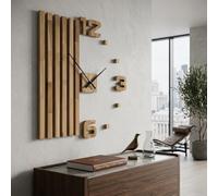 Horloges Murale 3D DIY Design Moderne geante XXL 100 cm silencieuse, Décoration pour Bureau, Salon, Chambre à Coucher Horloge Murale en chêne (Aiguilles de verrue)