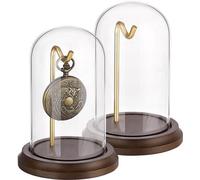 Horloges murales décoratives avec base en bois - Lot de 2 - Supports en métal - Boîtier en verre - Objets de collection