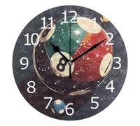 Horloges Murales Moderne Horloges Décorative Pendule Murale pour Café Chambre Cuisine 25cm Constellations De La Boule De Billard Numéro Huit