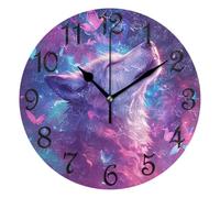 Horloges Murales Purple Pink Colorful Wolf Butterfly Horloge Murale 25CM