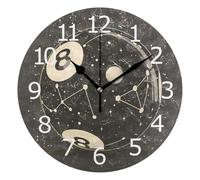 Horloges Silencieuse Horloge Murale Facile À Lire Pendule Murale pour Chambre L'École Café 25cm Boule De Billard Numéro Huit, Constellations, Décor Noir