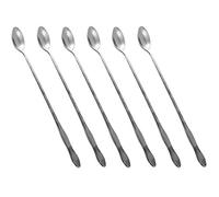 HornTide Ensemble de 6 cuillères à mélanger 6 pièces Ensemble de cuillères à poignée longue de 10 Inch 26 cm pour crème glacée Boisson fraîche jus de fruits Assortiment de cocktails et plus