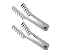HornTide Lot de 2 pinces à pâtes en acier inoxydable avec extrémités dentées, ensemble de pinces de service de cuisine 20 cm