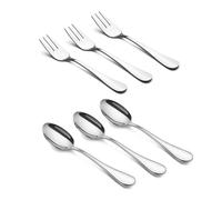 HornTide Lot de 3 fourchettes à dessert et 3 cuillères à café en acier inoxydable poli miroir 14 cm
