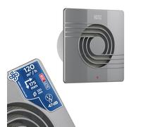 Horoz Electric Extracteur d’Air 120 mm Silencieux Argenté avec Filtre 15W HELIX - Aérateur Salle de Bain 120 m³/h 47 dB - Ventilateur Extraction pour WC Cuisine - Anti Humidité et Moisissure