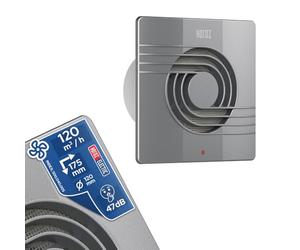 Horoz Electric Extracteur d’Air 120 mm Silencieux Argenté avec Filtre 15W HELIX - Aérateur Salle de Bain 120 m³/h 47 dB - Ventilateur Extraction pour WC Cuisine - Anti Humidité et Moisissure
