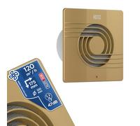 Horoz Electric Extracteur d’Air 120 mm Silencieux Or avec Filtre 15W HELIX - Aérateur Salle de Bain 120 m³/h 47 dB - Ventilateur Extraction pour WC Cuisine - Anti Humidité et Moisissure
