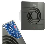 Horoz Electric Extracteur d’Air 150 mm Silencieux Anthracite avec Filtre 20W HELIX - Aérateur Salle de Bain 150 m³/h 47 dB - Ventilateur Extraction pour WC Cuisine - Anti Humidité et Moisissure
