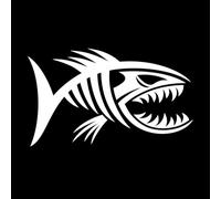 Horreur marine, océan, mer, os de poisson, crâne Stickers muraux en PVC 30x50.7cm Fourni avec un kit de film de transfert Blanc