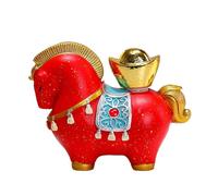 Horse Figurine Statue - 2026 Wealth Symbol Sculpture for Home | Elegant Resin Horse Ornament with Golden Accents, Decorative Display for Livingroom Bedroom Table Shelf Chinese New Year Gift, White Red