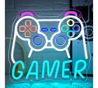 Horseneon Gamer Neon LED, Gamer LED Neon Mural, Dimmable Gaming Neon Sign Gaming Lettre Lumineuse Game Gamepads Neon Sign for Room Decoration Games Wall Light for Games Room Bedroom Decoration