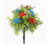 Hortensia patriotique artificiel en pot, fleur en plastique rouge, blanc, bleu pour décoration de jardin en plein air, 58 x 40 cm