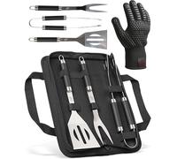 HORUS 23® Kit Barbecue avec Mallette, Gant et Ustensiles pour Barbecue INOX