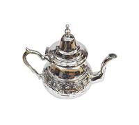 Horus Artesanía de Egipto Théière marocaine artisanale en acier inoxydable pour deux verres, traditionnelle, avec couvercle en acier inoxydable