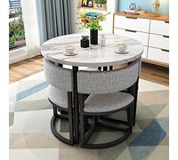 HORV Ensemble de table à manger ronde pour 4 personnes 80 cm Peu encombrant Petit déjeuner Dîner Conférence Maison Bureau Appartement Balcon Cuisine Bureau Bureau Canapé Côté