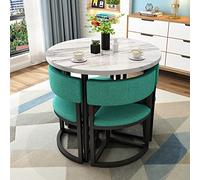 HORV Ensemble de table à manger ronde pour 4 personnes 80 cm peu encombrant pour petit déjeuner dîner conférence pour maison, appartement, balcon, cuisine, bureau, café, canapé