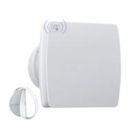Hose Vary Extracteur d'Air 150mm Capteur de Température et d'Humidité 25W 250m³/h Ventilateur Mural avec Clapet Anti-Chocs, Anneau de Montage de Fenêtre, Prise pour Cuisine, WC, Salle de Bain