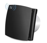 Hose Vary Noire Extracteur d'Air 100mm Capteur et d'Humidité Ventilateur Mural avec Clapet Anti-Chocs, Anneau de Montage de Fenêtre, pour Cuisine, WC, Salle de Bain