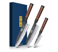 HOSHANHO 3 Pièces Set Couteau Cuisine, Ensemble de Couteaux Japonais | Set de Couteaux Professionnel Super Tranchant, Couteau de Chef, Couteau Santoku, Couteau d'office avec Coffret Cadeau
