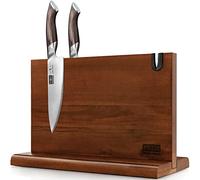 HOSHANHO Bloc à Couteaux Magnétique, Porte Couteaux Bloc Couteau de Cuisine | 35,5 x 25,4 cm Porte Couteaux Aimanté Double Face Porte, Couteaux Magnétique en Acacia Bloc Couteau de Cuisine