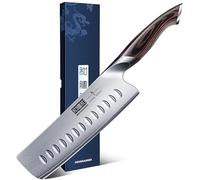 HOSHANHO Couteau de Cuisine Nakiri de 18 cm, Couteaux de Cuisine Japonais en Acier Inoxydable à Haute Teneur en Carbone, Couteau de Chef Tranchant Polyvalent pour Viande et Légumes avec Manche
