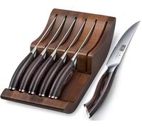 Ensemble de couteaux à steak HOSHANHO, 7 pièces, couteaux à steak de 12 cm avec bloc à couteaux – Taille : 12 cm