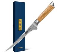 HOSHANHO Damas Couteau à Filet 18cm, Professionnel 67 Couche Damas Acier de Couteau à Fileter pour Poisson, Super Tranchant Couteau de Cuisine avec Manche Ergonomique en Bois