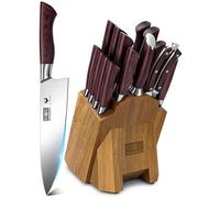 HOSHANHO Ensembles de Couteaux de Cuisine 18 Pièces, Set Couteaux de Chef en Haute Teneur en Carbone Acier Inoxydable, Bloc de Couteaux Cuisine Professionnelle avec Support en Bois