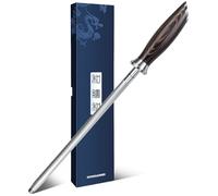 HOSHANHO Fusil a Aiguiser, Aiguiseur Couteaux de Cuisine Professionnel de 25 cm, Fusil à Aiguiser Avec Manche Ergonomique en Bois de Pakkawood, Idéal Pour Tous les Couteaux de Chef