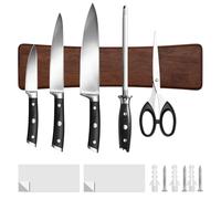HOSHANHO Porte Couteaux Aimanté en Bois avec Aimant Extra Puissant, Barre Magnétique pour Couteaux pour Les Couteaux, Les Ustensiles et Les Outils, 10in
