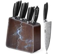 HOSHANHO Set de Couteaux de Cuisine de Chef avec Bloc Magnétique 8 Pièces | Set Couteau Cuisine en Acier en Poudre Ultra Tranchants, Ensemble de Couteaux de Chef Professionnel avec Aiguiseur