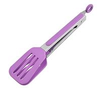 Hoshen Pince de cuisine en silicone de 26,5 cm, poignées en acier inoxydable, clip anti-brûlure pour grill, pain, steak, cadenas rétractable - Violet