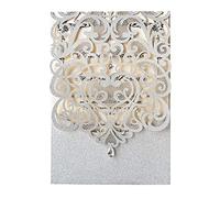 Hosmsua 20x Argent Paillettes Cartes d'invitation de Mariage Découpées au Laser Avec diamants Floral Pour Mariage Fiançailles Anniversaire Invitation Avec enveloppes (20 pièces)