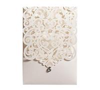 Hosmsua 20x Ivoire Cartes d'invitation de Mariage Découpées au Laser Avec diamants Floral Pour Mariage Fiançailles Anniversaire Invitation Avec enveloppes (20 pièces)