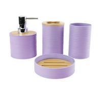Hosoncovy Lot de 4 récipients de salle de bain Ensemble d'accessoires de salle de bain avec distributeur de savon, gobelet de salle de bain, porte-savon, porte-brosse à dents et dentifrice (violet)