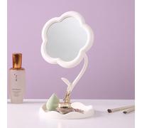 Hosoncovy Miroir de bureau avec support en forme de fleur - Miroir de maquillage décoratif (blanc)