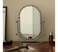 Hosoncovy Miroir de bureau ovale sur pied avec cadre en métal pour salle de bain, chambre à coucher (argenté)