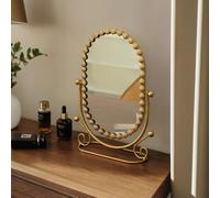 Hosoncovy Miroir de bureau ovale sur pied avec cadre en métal pour salle de bain, chambre à coucher (doré)
