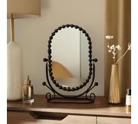 Hosoncovy Miroir de bureau ovale sur pied avec cadre en métal pour salle de bain, chambre à coucher (noir)