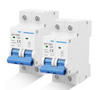 HOSPAOP 2 pièces Interrupteur d'isolation DC PV, 500V 32A 2 pôles Solaire Disjoncteur de circuit, Interrupteur de sécurité automatique pour systèmes photovoltaïques, Interrupteur de protection