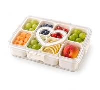 HOSPAOP Boîte à goûter avec compartiments, assiette à collation avec couvercle, en plastique, anti-fuite, plateau à collation, organisateur pour collations, bonbons, légumes, biscuits, noix, desserts
